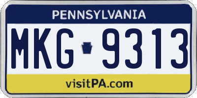 PA license plate MKG9313