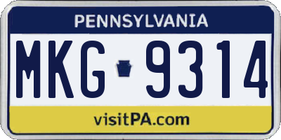 PA license plate MKG9314