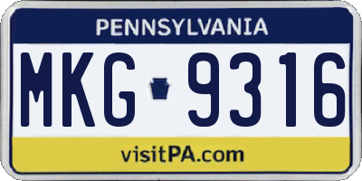 PA license plate MKG9316
