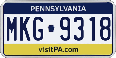 PA license plate MKG9318