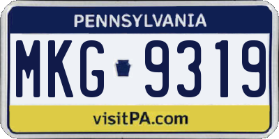 PA license plate MKG9319