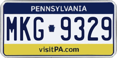 PA license plate MKG9329