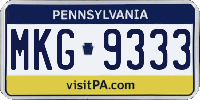 PA license plate MKG9333
