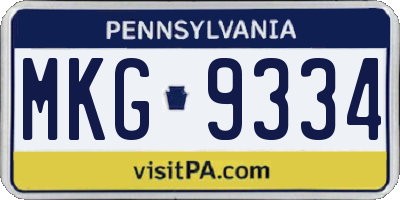 PA license plate MKG9334