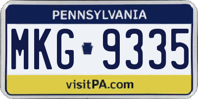 PA license plate MKG9335