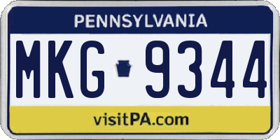 PA license plate MKG9344