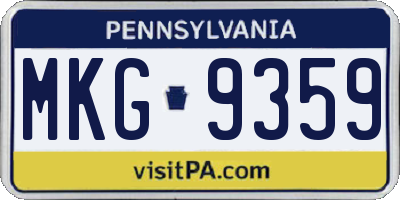 PA license plate MKG9359