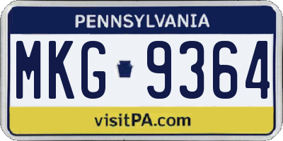 PA license plate MKG9364