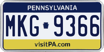 PA license plate MKG9366