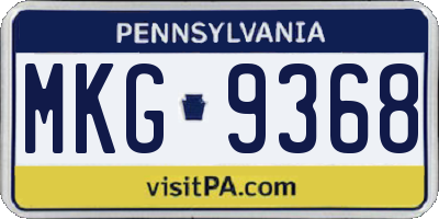 PA license plate MKG9368