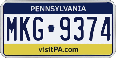 PA license plate MKG9374