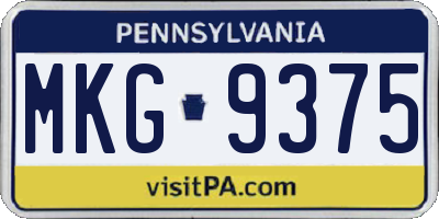 PA license plate MKG9375
