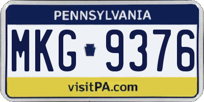 PA license plate MKG9376