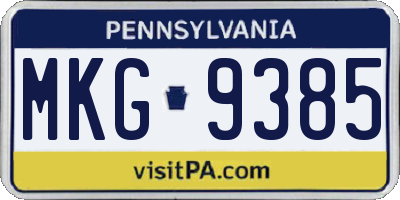 PA license plate MKG9385