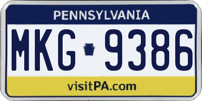 PA license plate MKG9386