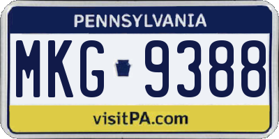 PA license plate MKG9388