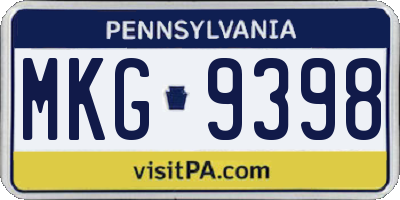 PA license plate MKG9398