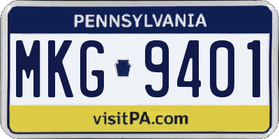 PA license plate MKG9401