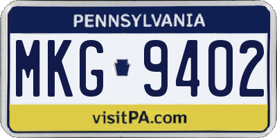 PA license plate MKG9402