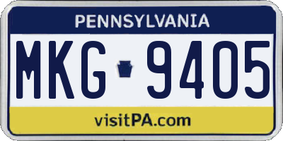 PA license plate MKG9405