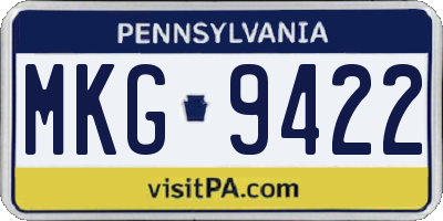 PA license plate MKG9422