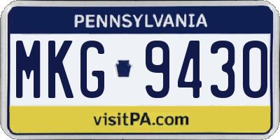PA license plate MKG9430