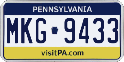PA license plate MKG9433