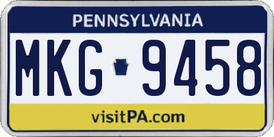 PA license plate MKG9458