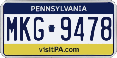 PA license plate MKG9478