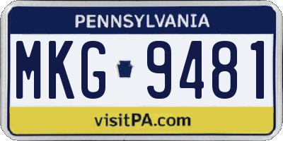PA license plate MKG9481
