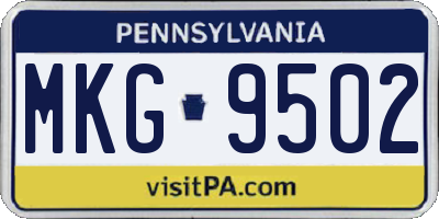 PA license plate MKG9502