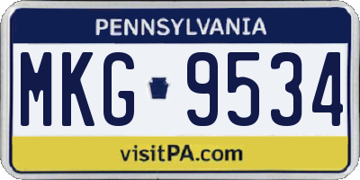 PA license plate MKG9534