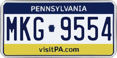 PA license plate MKG9554
