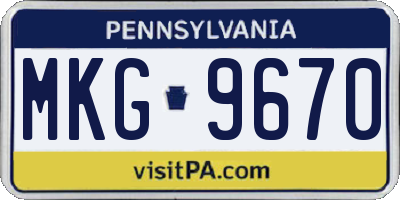 PA license plate MKG9670