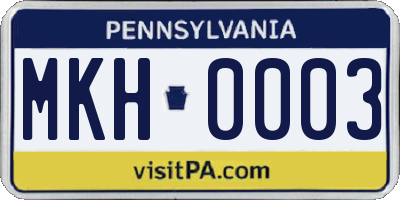 PA license plate MKH0003