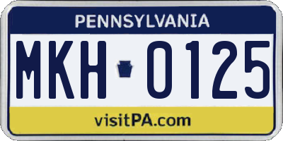 PA license plate MKH0125