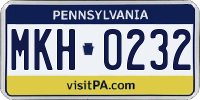 PA license plate MKH0232