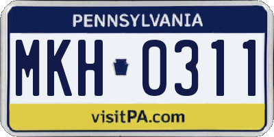 PA license plate MKH0311