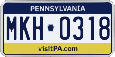 PA license plate MKH0318