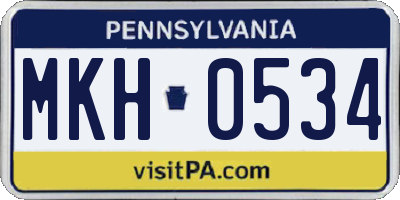 PA license plate MKH0534