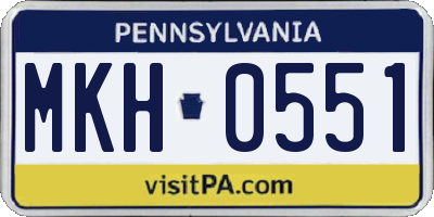 PA license plate MKH0551