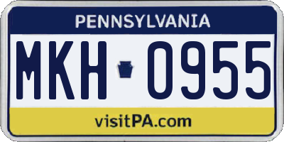 PA license plate MKH0955