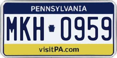 PA license plate MKH0959