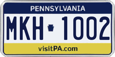 PA license plate MKH1002