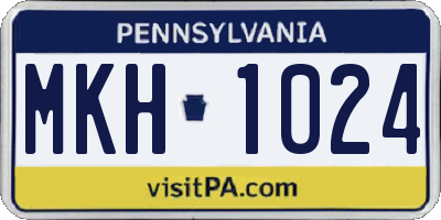 PA license plate MKH1024