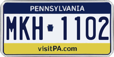 PA license plate MKH1102