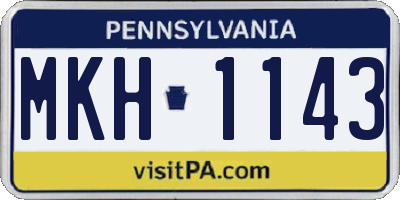 PA license plate MKH1143