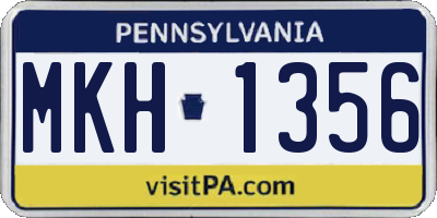 PA license plate MKH1356