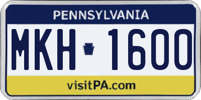 PA license plate MKH1600