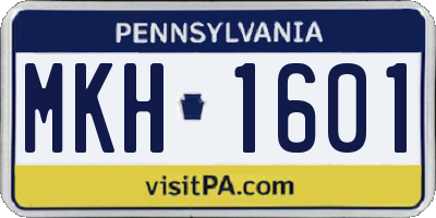 PA license plate MKH1601